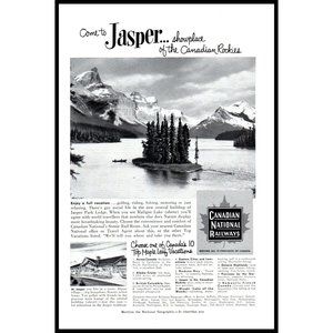 1953 Canadian National Railways Jasper Park Lodge Vintage Print Ad CN Rail Art
